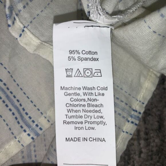 Womens Medium Embroidered‎ Mini Dress White Stripe Off The Shoulder Cotton Boho - Picture 2 of 5